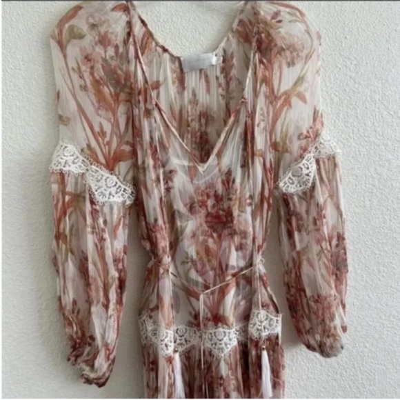 Zimmermann Oleander Floral Crinkled Slouch Silk Midi Dress - Picture 3 of 7